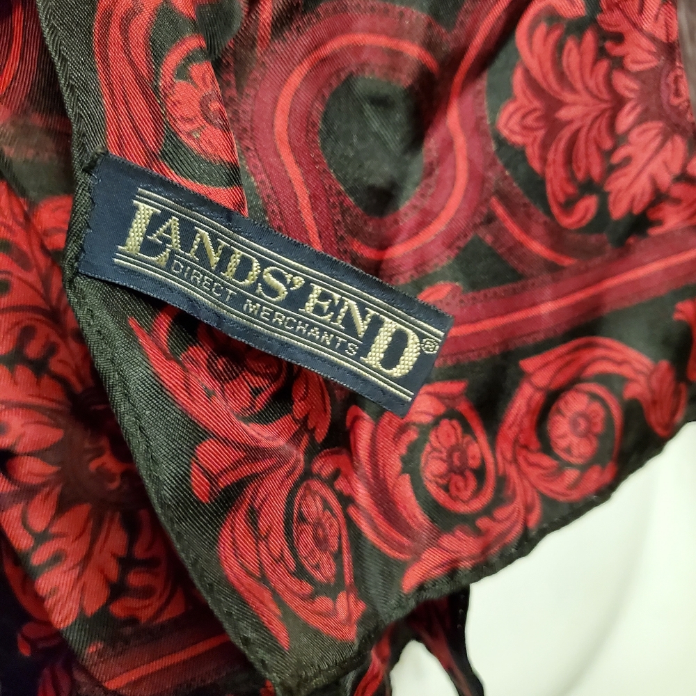 Red and Black Lands End Silk Scarf